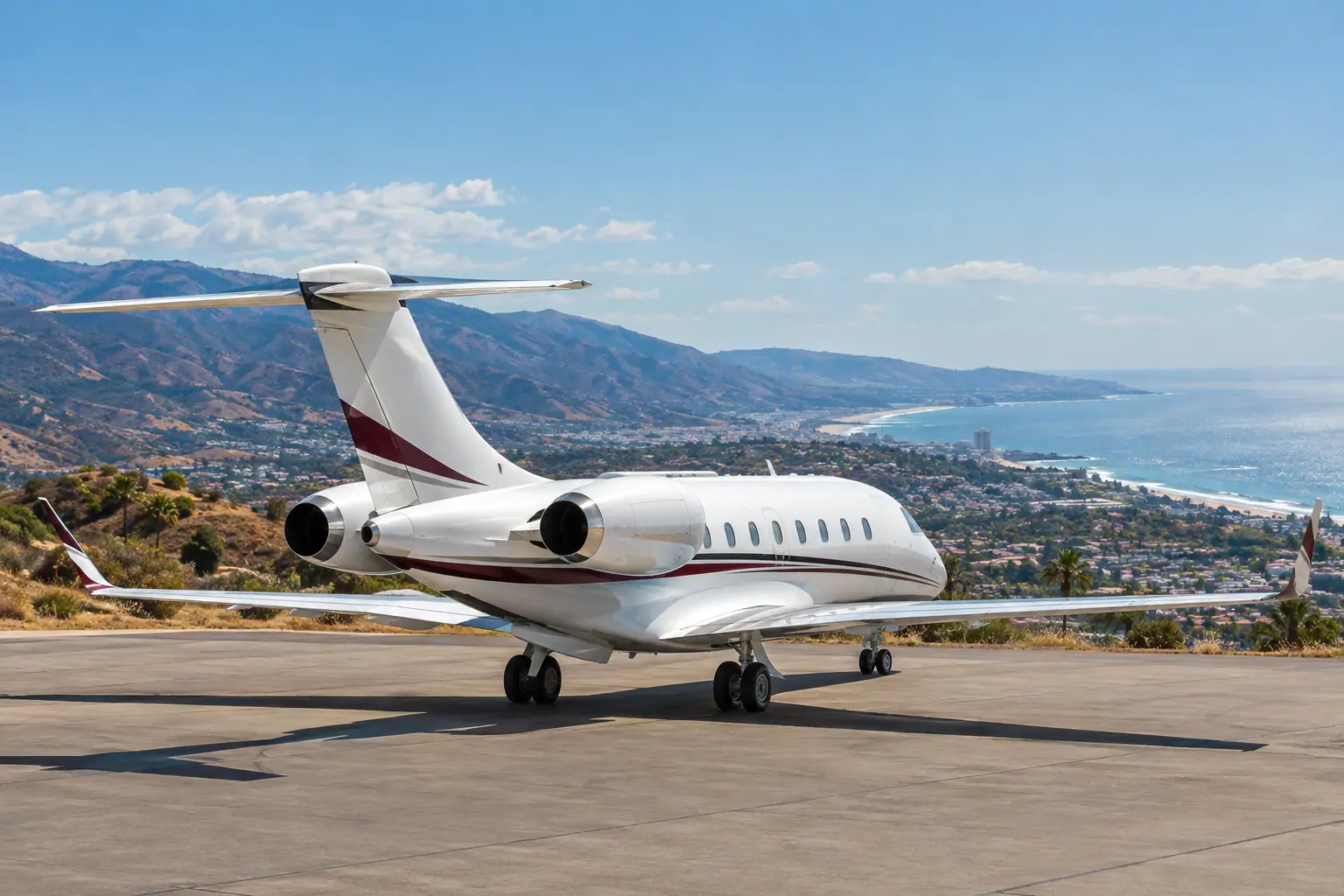 Super-midsize jet on the ramp