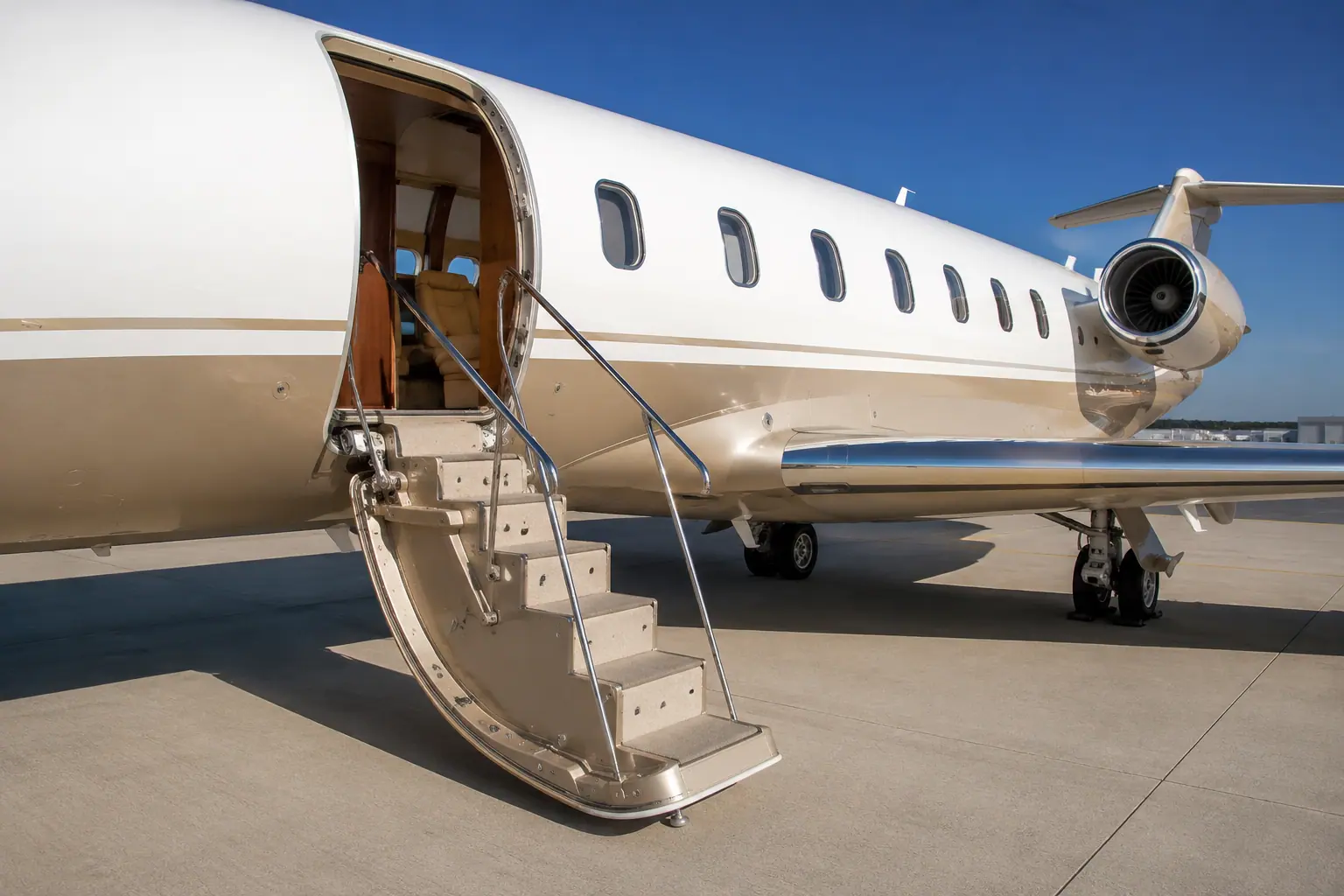 Open airstair of a private jet