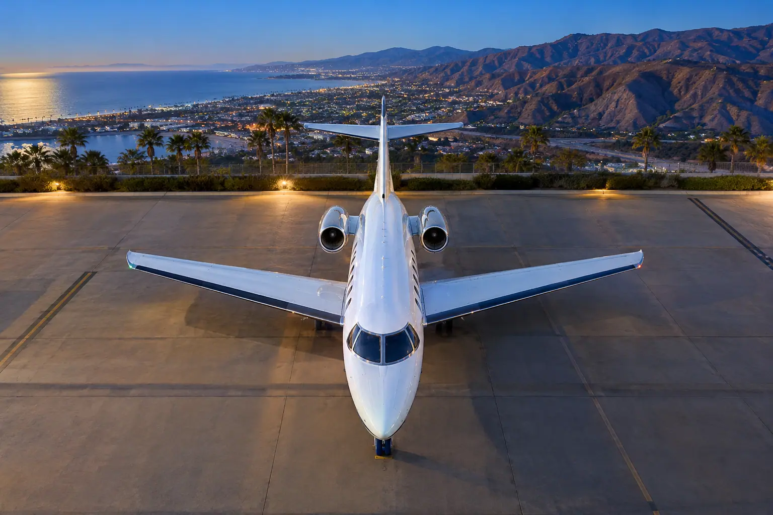 Midsize jet on the ramp
